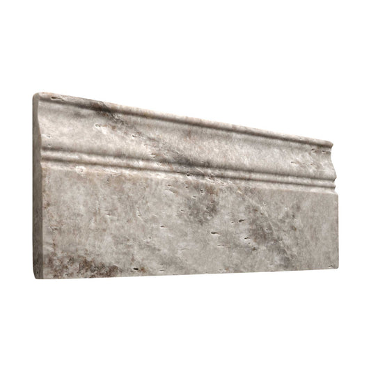 Silver Pewter Blend Travertine 5’’ X 12’’ Baseboard Trim Honed Baseboard