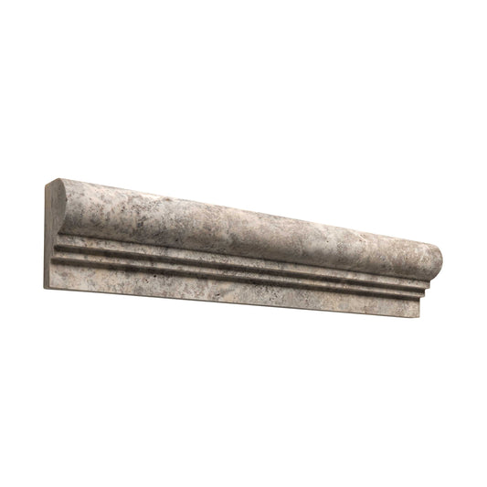 Silver Pewter Blend Travertine 2-1/2’’ X 12’’ Double-Step Chair Rail Trim Honed Double-Step Chair Rail