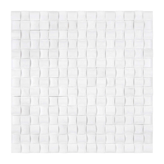 Thassos White Marble 3-D Small-Bread Mosaic Polished/Honed Backsplash Tile