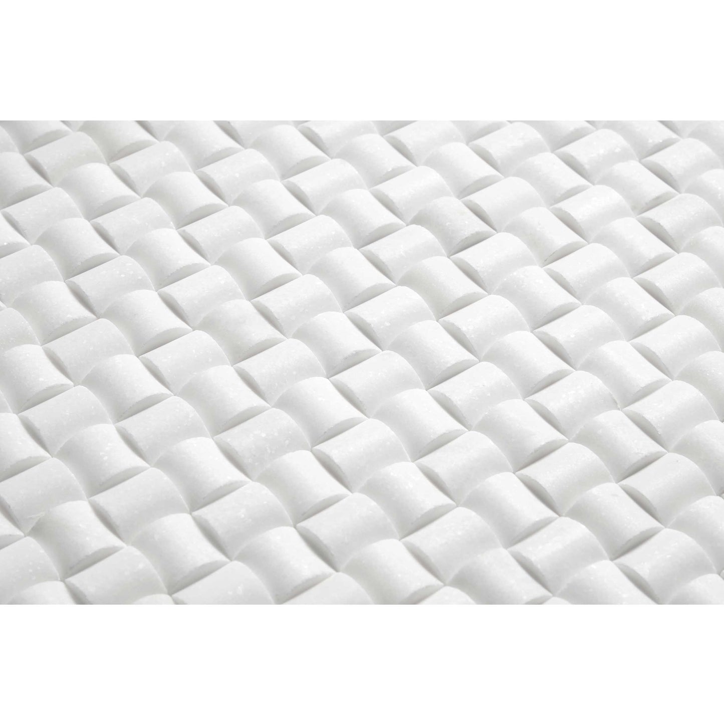 Thassos White Marble 3-D Small-Bread Mosaic Polished/Honed Backsplash Tile