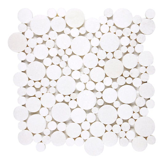 Thassos White Marble Bubbles Mosaic Polished/Honed Backsplash Tile