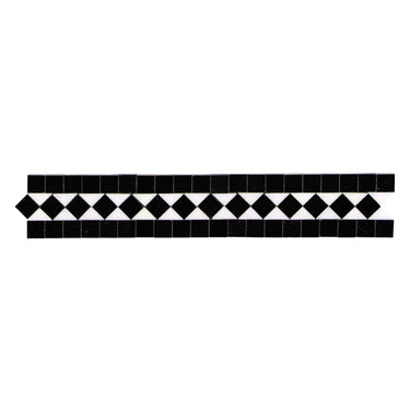 Thassos White Marble 2’’ X 12’’ BIAS Border (w/ Black) Polished/Honed Accent & Trim Tile