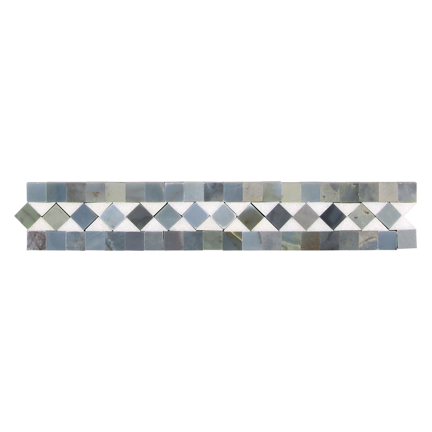 Thassos White Marble 2’’ X 12’’ BIAS Border (w/ Blue-Gray) Polished/Honed Accent & Trim Tile