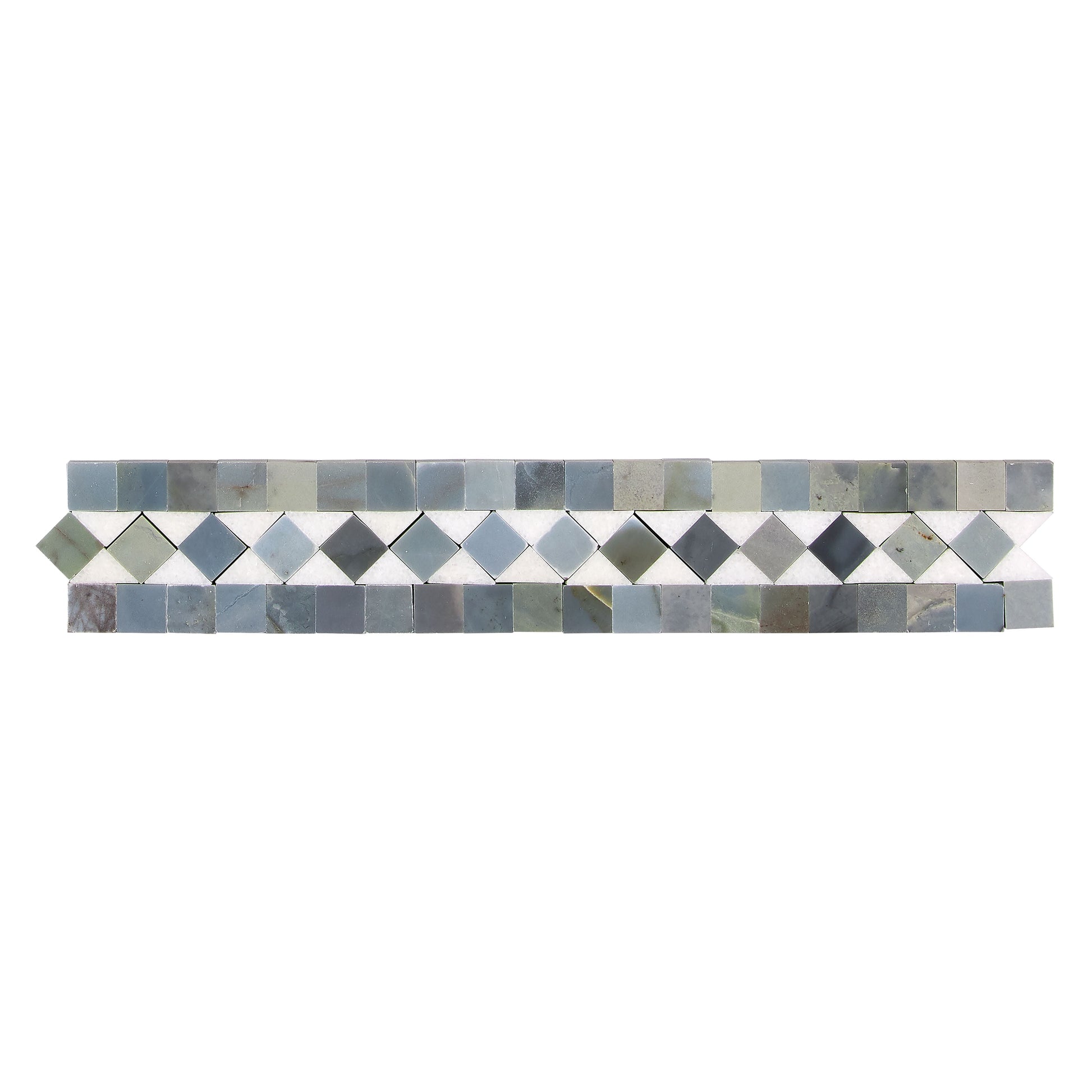 Thassos White Marble 2’’ X 12’’ BIAS Border (w/ Blue-Gray) Polished/Honed Accent & Trim Tile