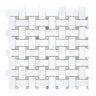 Thassos White Marble Basketweave Mosaic (w/ Ming Green) Polished/Honed Backsplash Tile