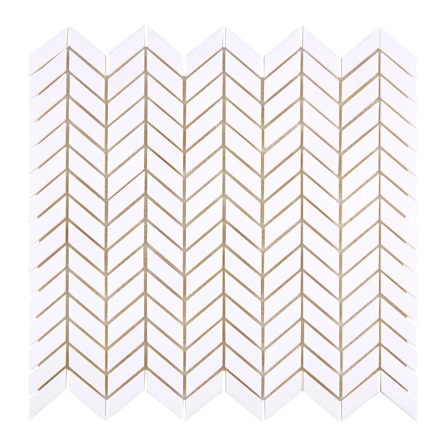 Thassos White Marble Mini Chevron Mosaic Polished/Honed Backsplash Tile