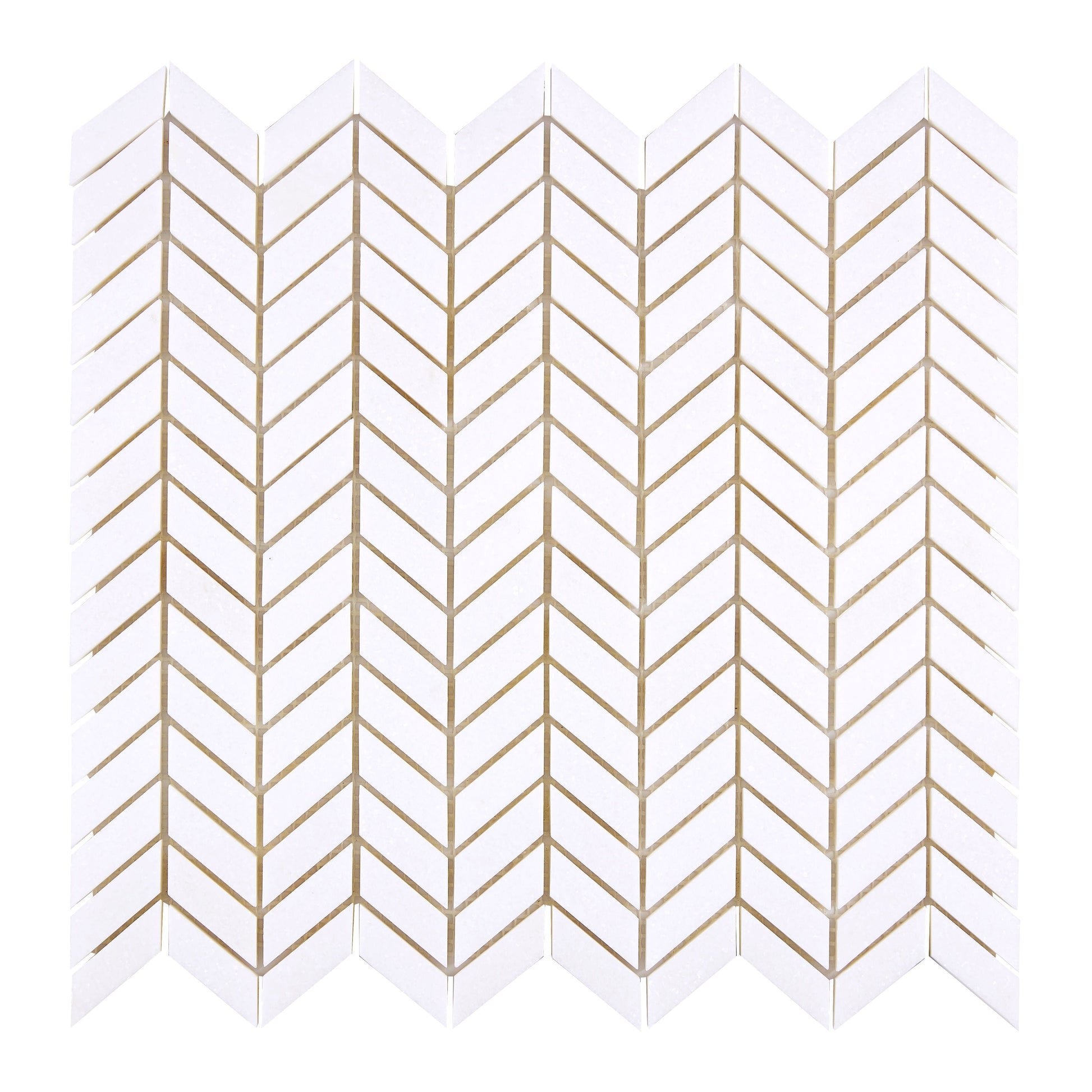 Thassos White Marble Mini Chevron Mosaic Polished/Honed Backsplash Tile