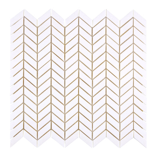 Thassos White Marble Mini Chevron Mosaic Polished/Honed Backsplash Tile