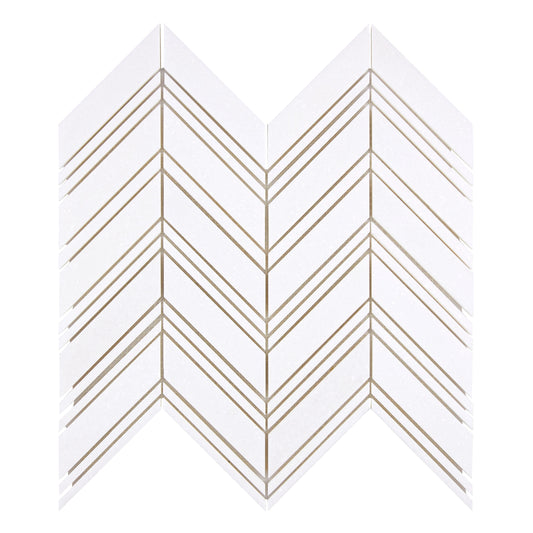 Thassos White Marble Chevron Mosaic Polished/Honed Backsplash Tile