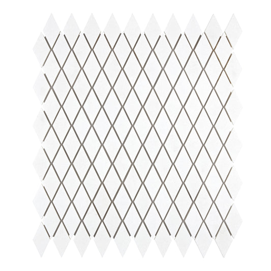 Thassos White Marble 1’’ X 2’’ Diamond Mosaic Polished/Honed Backsplash Tile