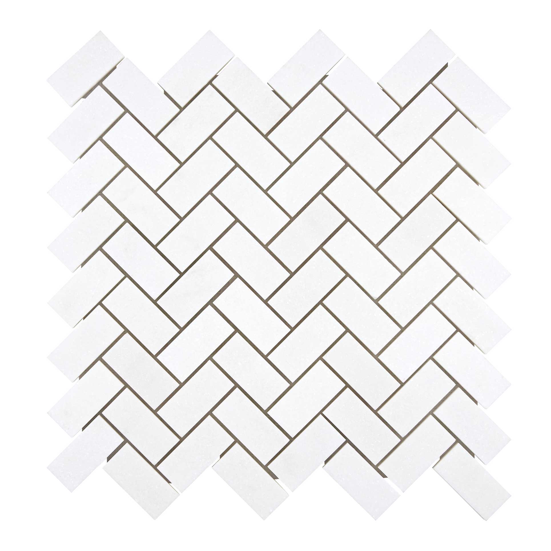 Thassos White Marble 1’’ X 2’’ Herringbone Mosaic Polished/Honed Backsplash Tile