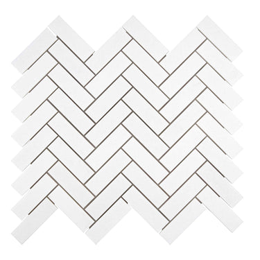 Thassos White Marble 1â€™â€™ X 3â€™â€™ Herringbone Mosaic Polished/Honed Backsplash Tile
