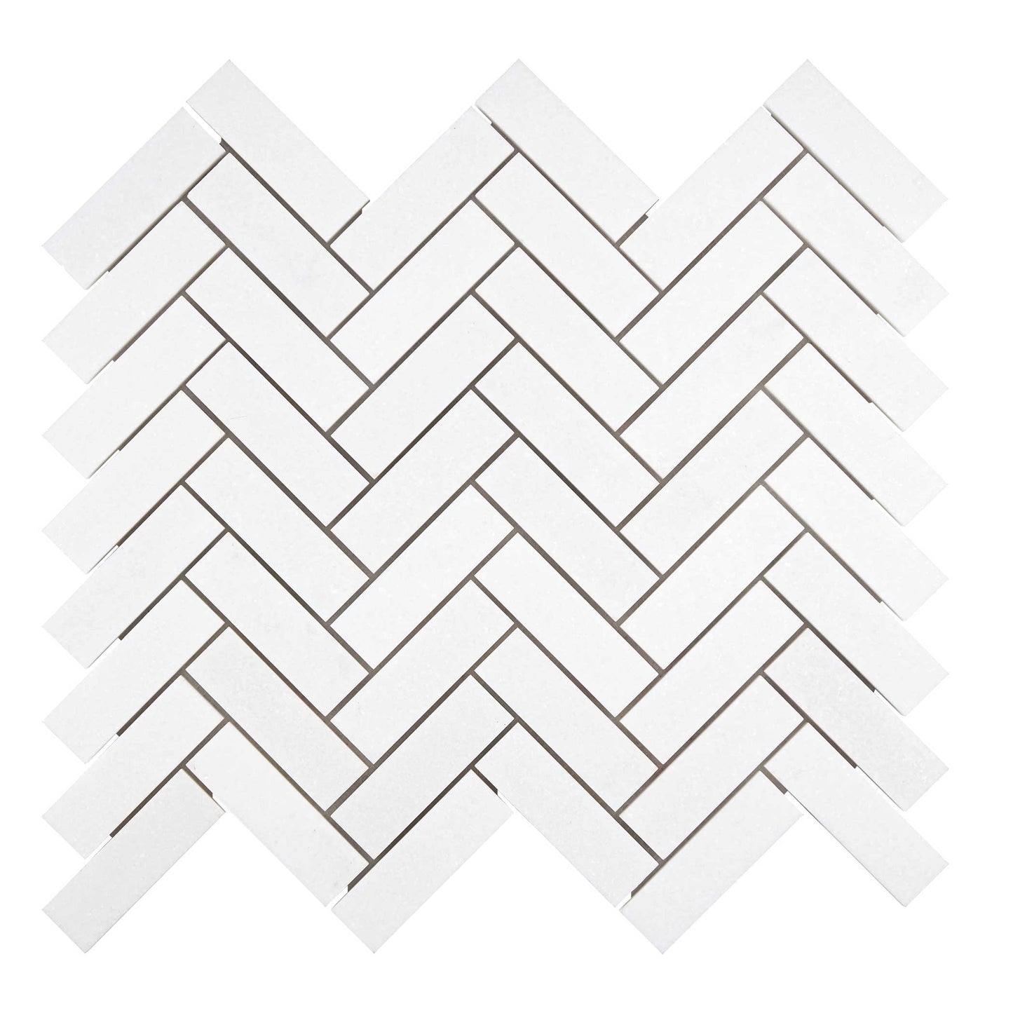 Thassos White Marble 1’’ X 3’’ Herringbone Mosaic Polished/Honed Backsplash Tile