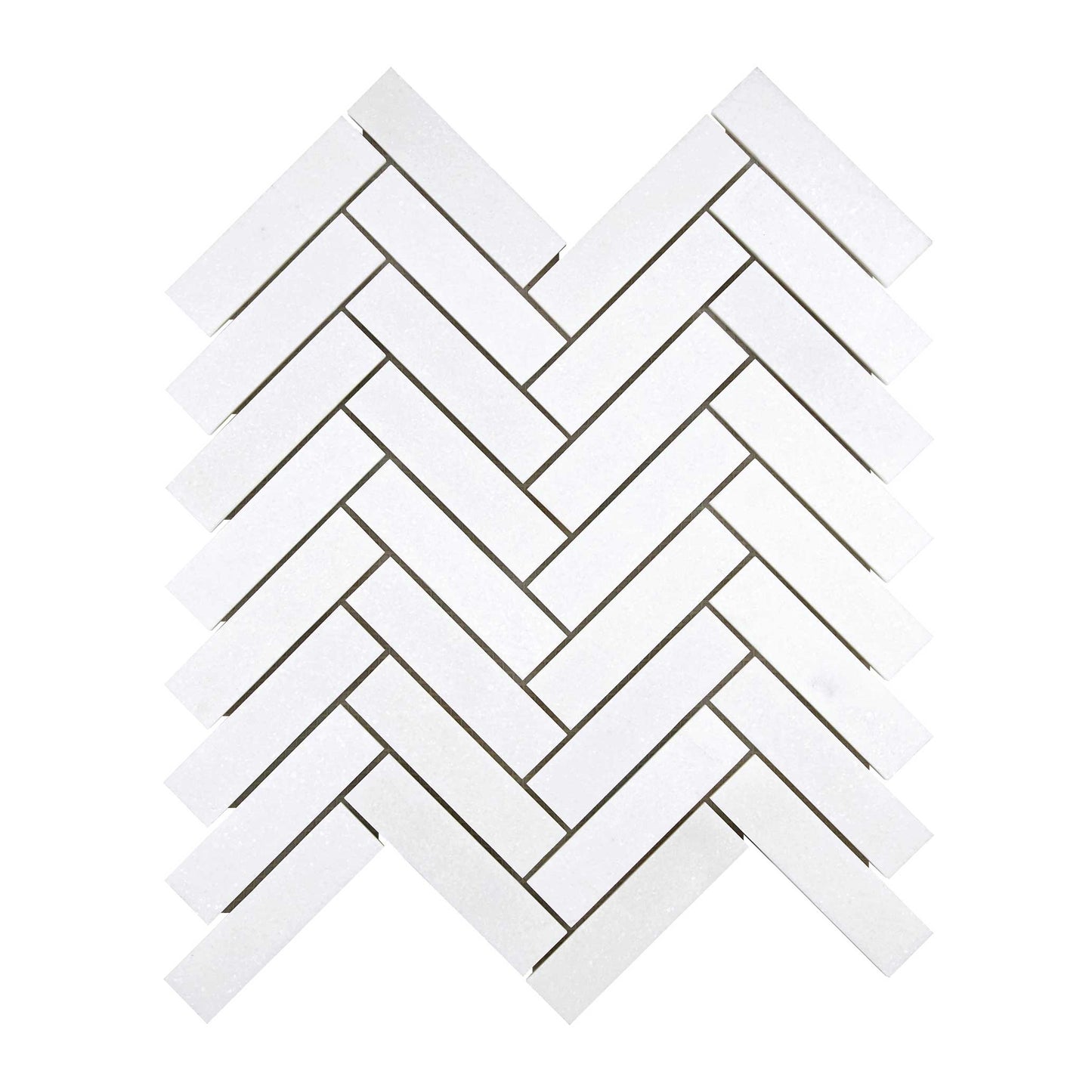 Thassos White Marble 1’’ X 4’’ Herringbone Mosaic Polished/Honed Backsplash Tile