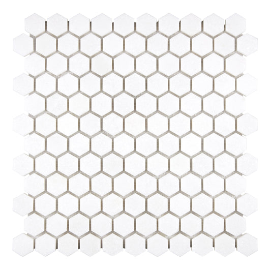 Thassos White Marble 1’’ X 1’’ Hexagon Mosaic Polished/Honed Backsplash Tile