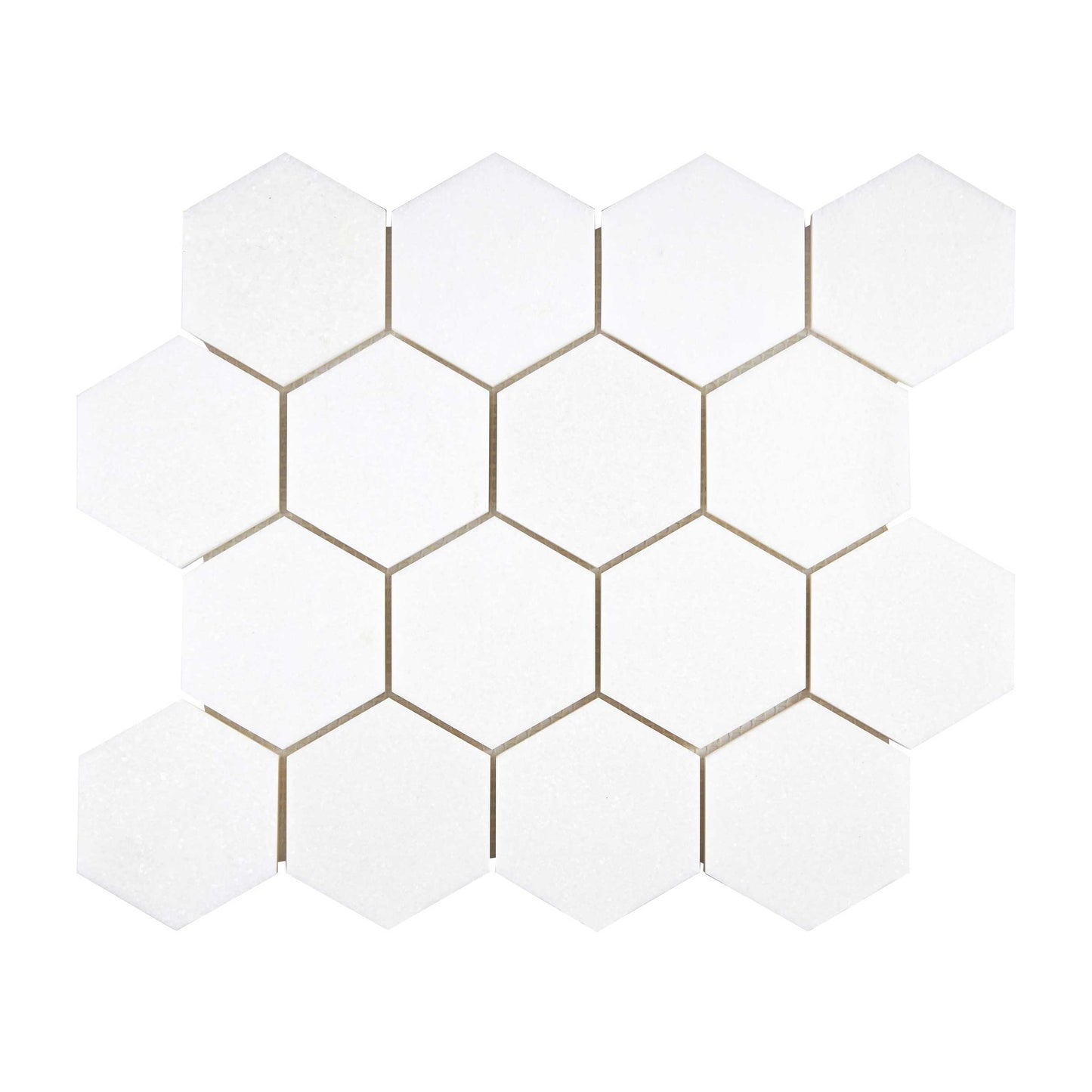 Thassos White Marble 3’’ X 3’’ Hexagon Mosaic Polished/Honed Backsplash Tile
