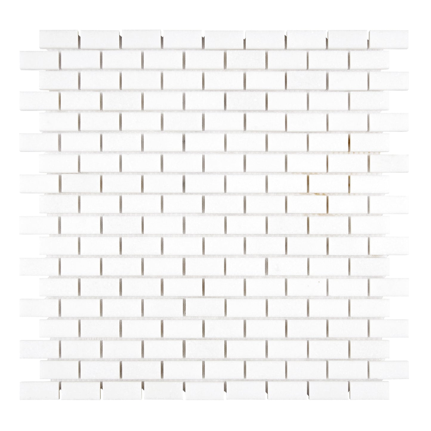 Thassos White Marble 5/8’’ X 1-1/4’’ Mini-Brick Mosaic Polished/Honed Backsplash Tile