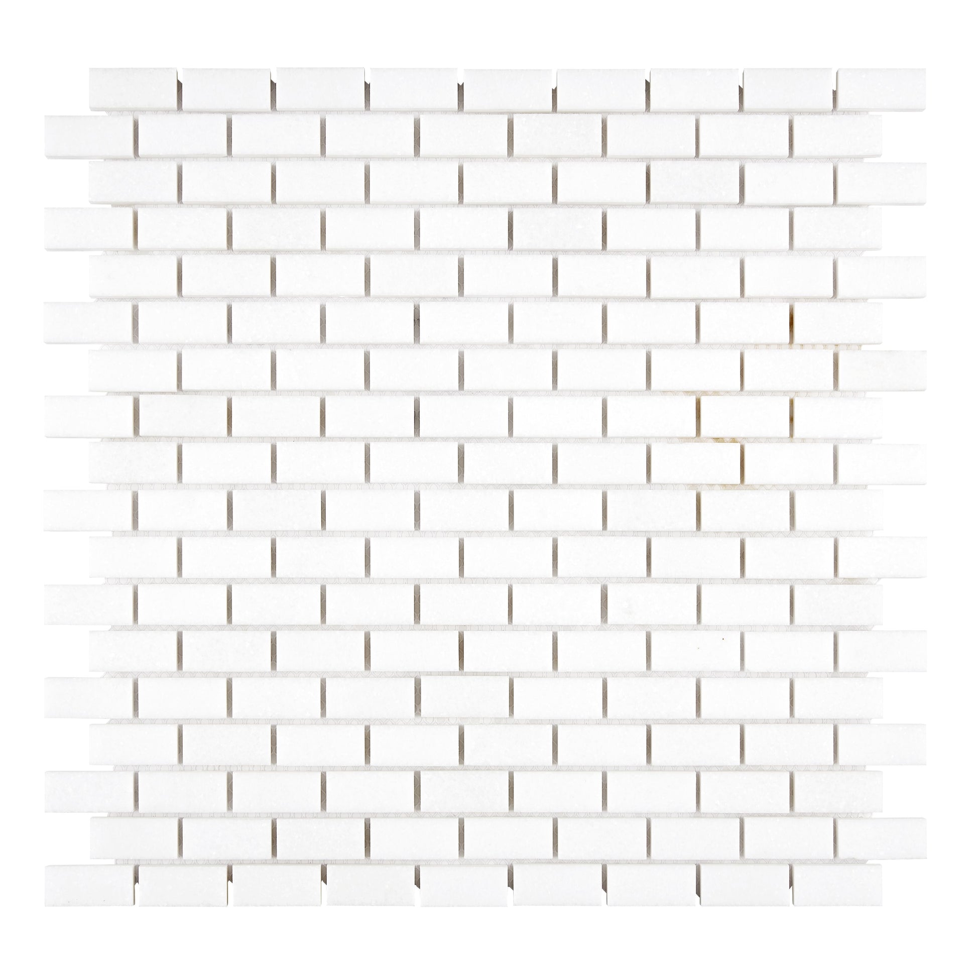 Thassos White Marble 5/8’’ X 1-1/4’’ Mini-Brick Mosaic Polished/Honed Backsplash Tile