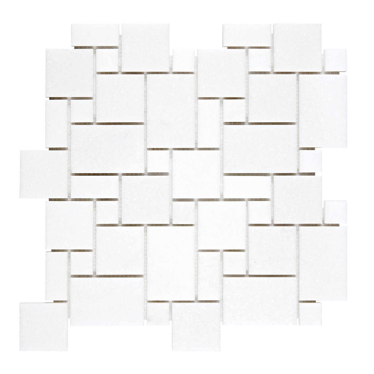 Thassos White Marble Mini-Versailles Pattern Mosaic Polished/Honed Backsplash Tile