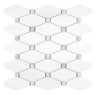 Thassos White Marble Long Octagon Mosaic (w/ Ming Green) Polished/Honed Backsplash Tile