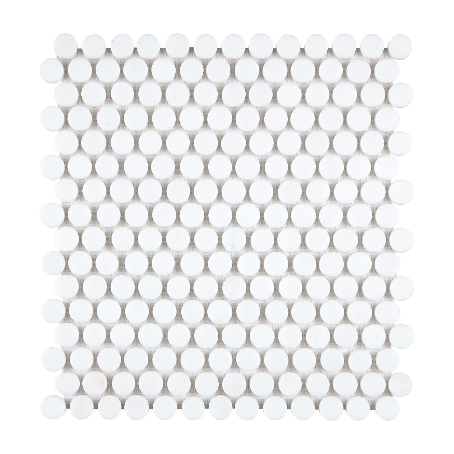 Thassos White Marble Penny-Round Mosaic Polished/Honed Backsplash Tile