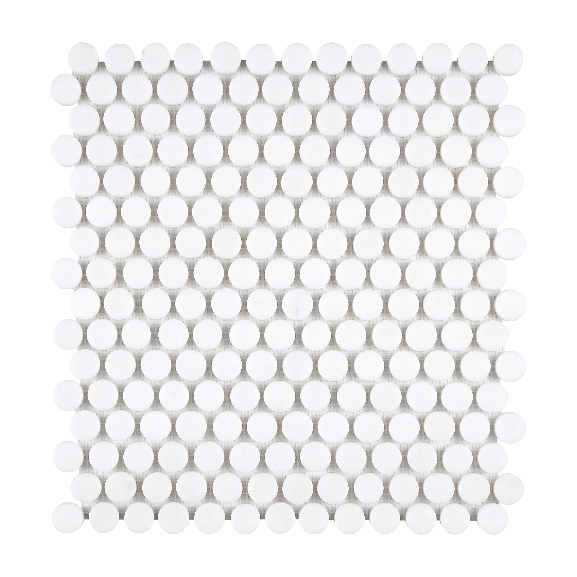 Thassos White Marble Penny-Round Mosaic Polished/Honed Backsplash Tile