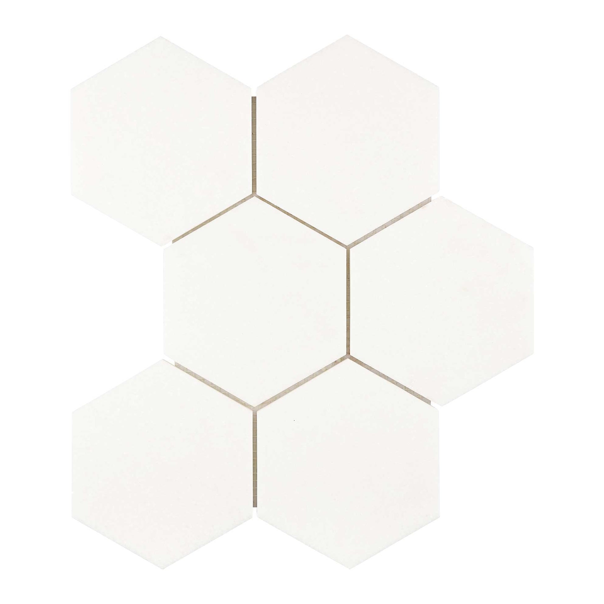 Thassos White Marble 5’’ X 5’’ Hexagon Mosaic Backsplash Tile