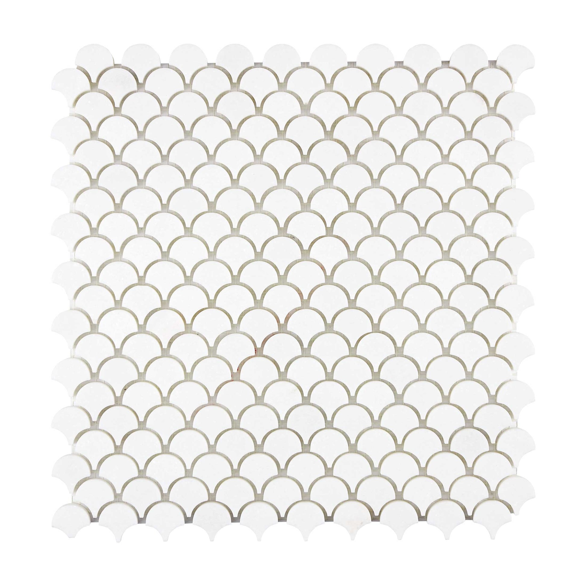 Thassos White Marble FAN (Raindrop) Mosaic Polished/Honed Backsplash Tile