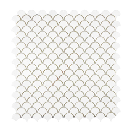 Thassos White Marble FAN (Raindrop) Mosaic Polished/Honed Backsplash Tile