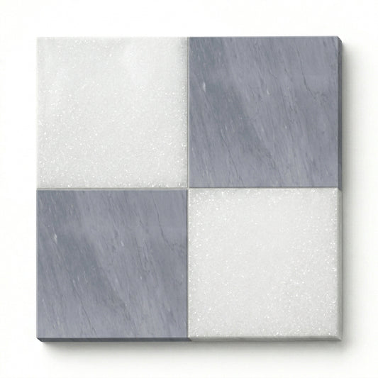 Checkerboard Marble Tile - Thassos White & Bardiglio Imperiale