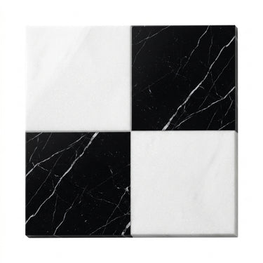 Checkerboard Marble Tile - Thassos White & Nero Marquina