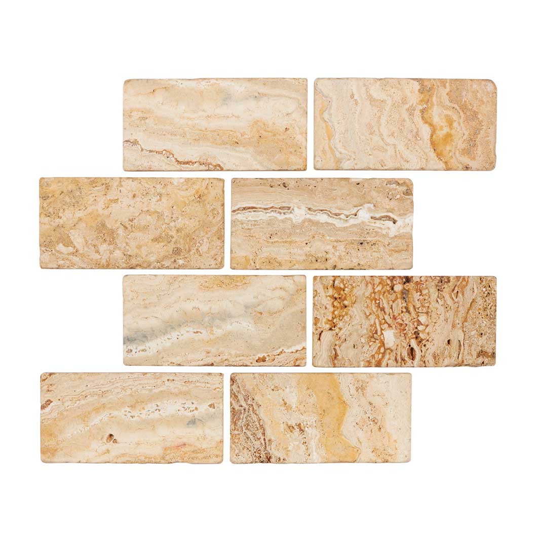 Valencia Travertine 3’’ X 6’’ Tile Tumbled Wall Tile