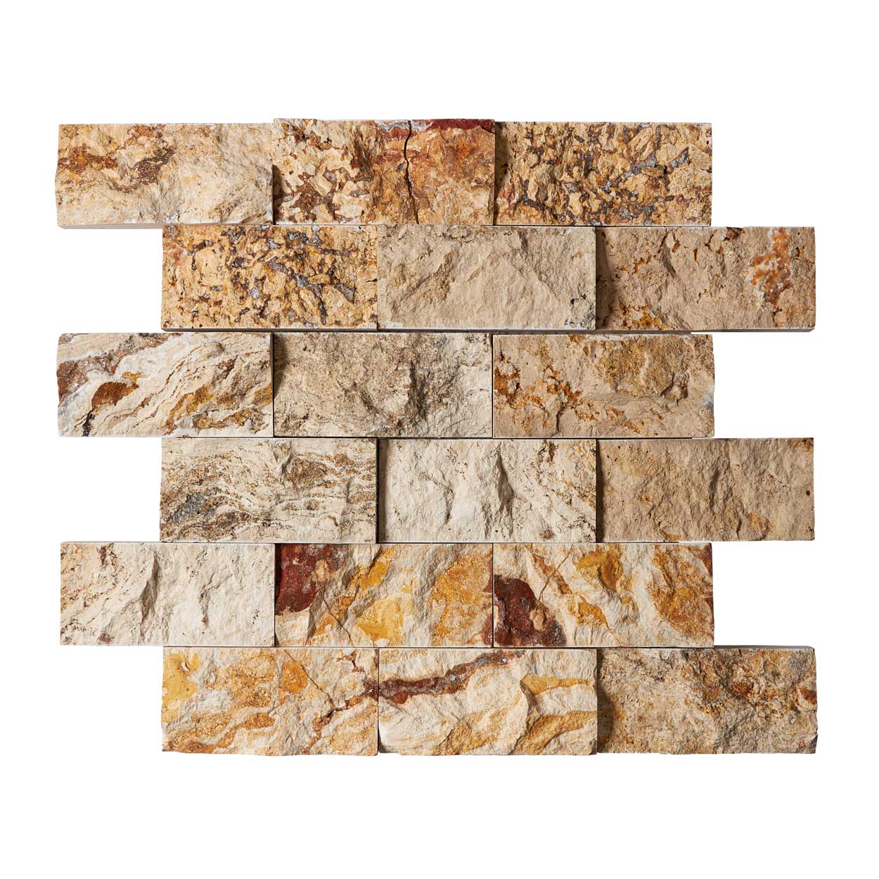 Valencia Travertine 2’’ X 4’’ Brick Mosaic Tumbled/Split-Faced Split-Faced / 1 sheet Wall Tile