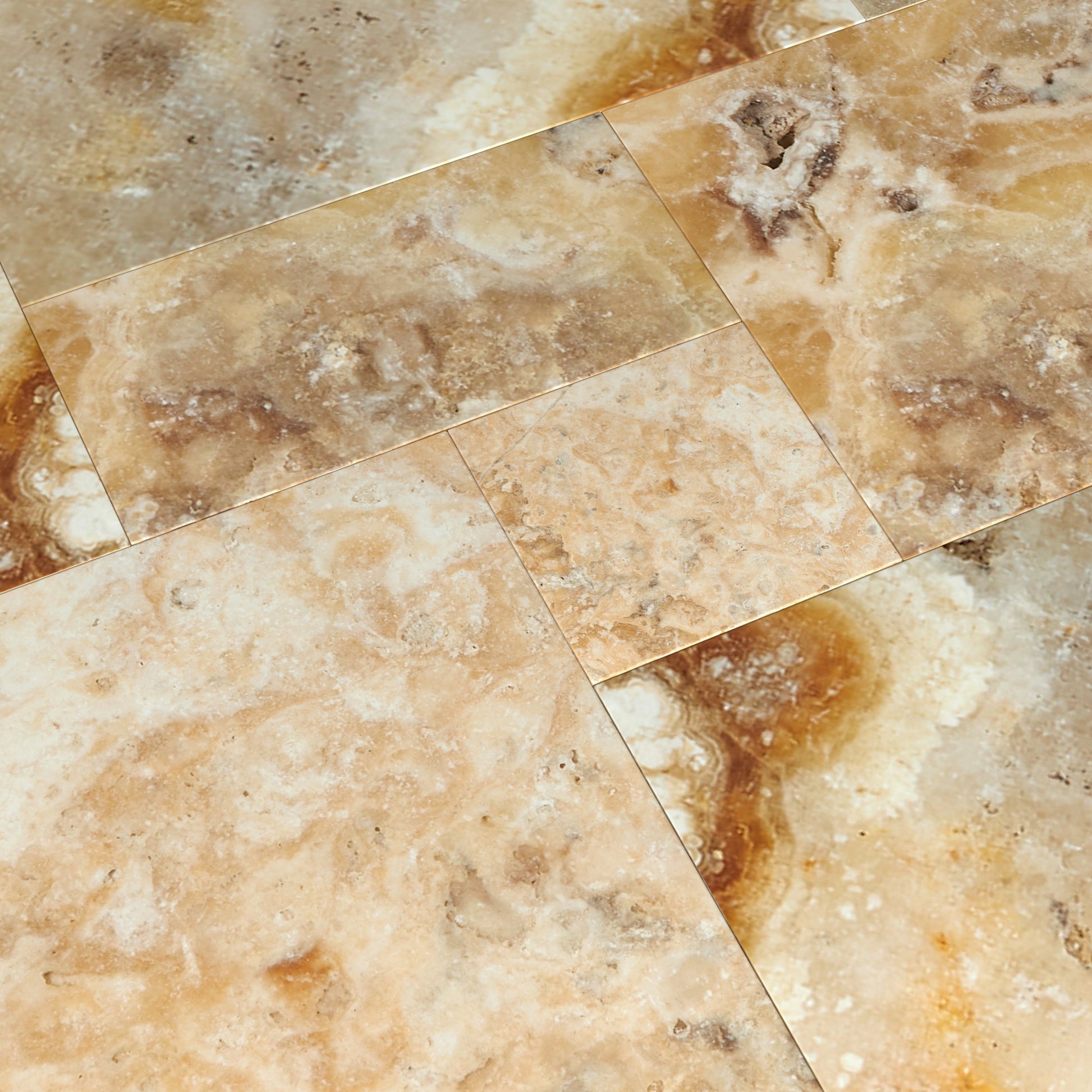 Antico Onyx Travertine 3 cm Versailles Pattern Paver Tumbled Wall Tile