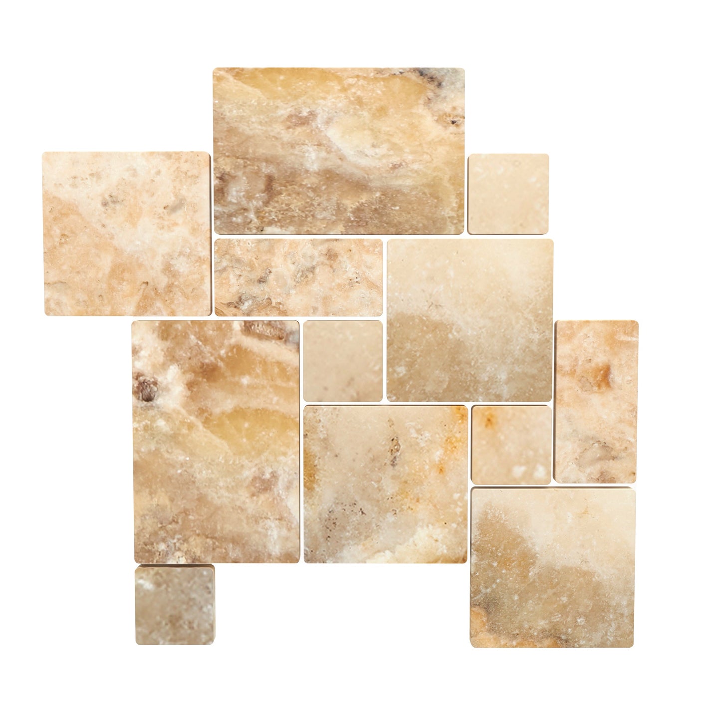 Antico Onyx Travertine 3 cm Versailles Pattern Paver Tumbled Wall Tile