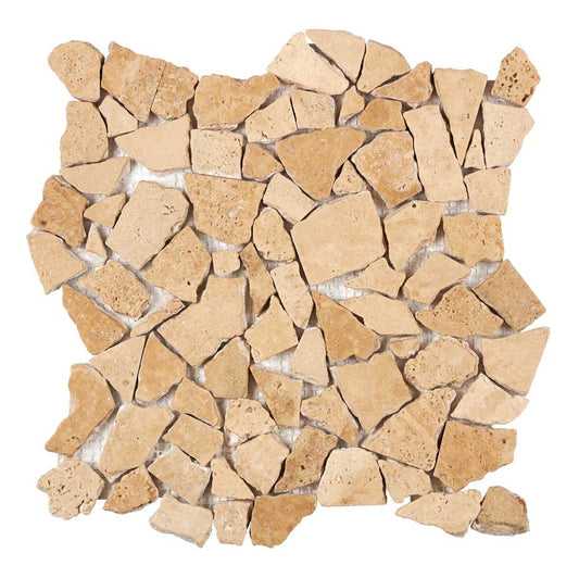Walnut Travertine Flat Pebble Mosaic Tumbled Backsplash Tile