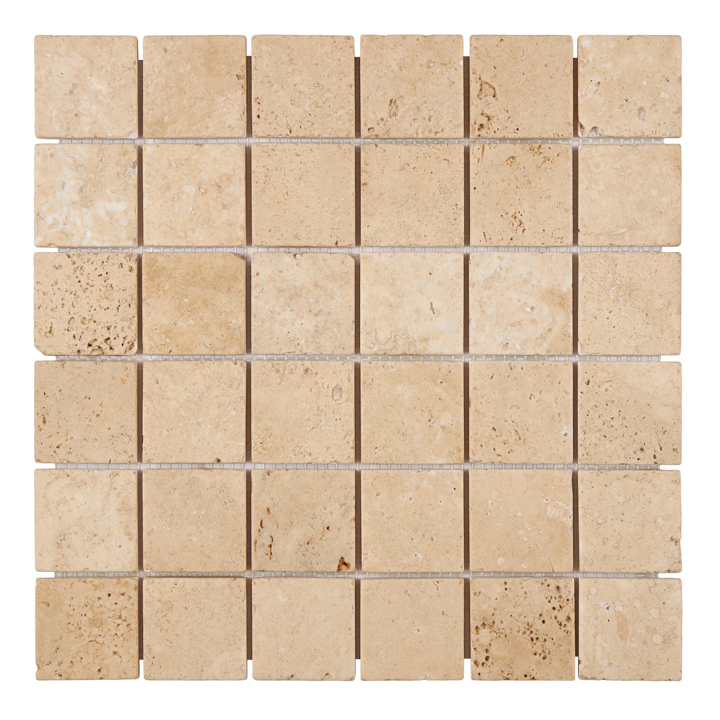 Walnut Travertine 2’’ X 2’’ Mosaic Tumbled Backsplash Tile