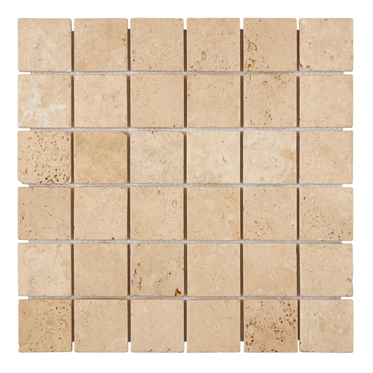 Walnut Travertine 2’’ X 2’’ Mosaic Tumbled Backsplash Tile