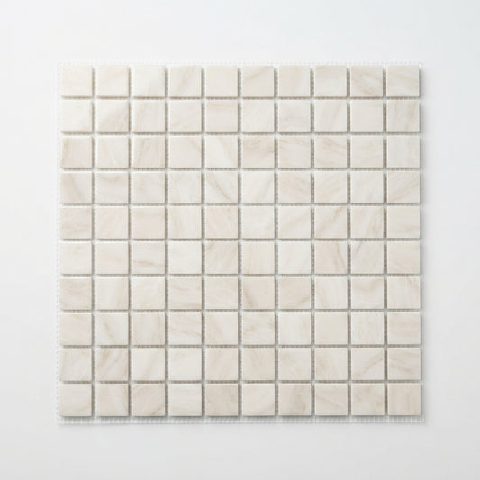 White Pearl (Turkish Botticino) Marble Mosaic - 1x1 Square