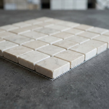 White Pearl (Turkish Botticino) Marble Mosaic - 1x1 Square
