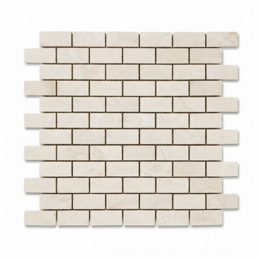 White Pearl Beige Botticino Marble Mosaic - 1x2 Brick
