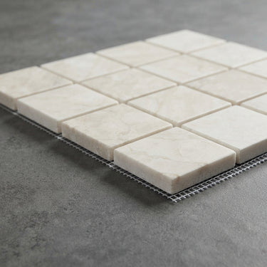 White Pearl (Turkish Botticino) Marble Mosaic - 2x2 Square