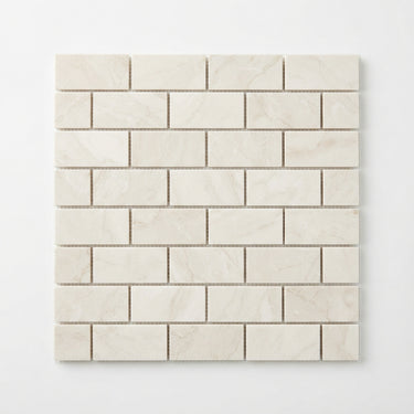 White Pearl Botticino Marble Mosaic - 2x4 Brick