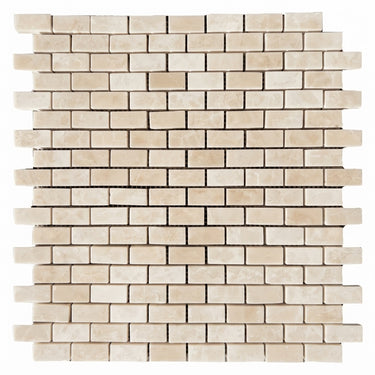 White Pearl (Turkish Botticino) Marble Mosaic - 5/8x1-1/4 Mini-Brick