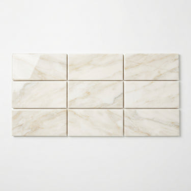 White Pearl Beige Botticino Marble Tile - 4x12