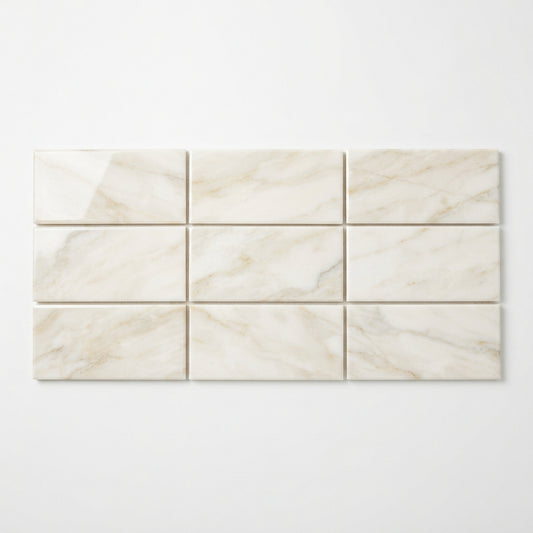 White Pearl (Turkish Botticino) Marble Tile - 4x12