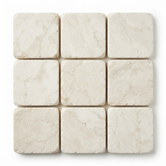 White Pearl (Turkish Botticino) Marble Tile - 4x4