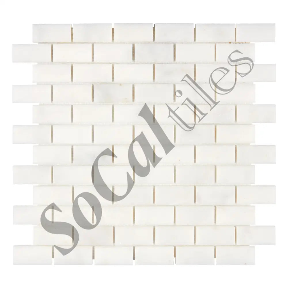 Afyon White Marble 1’’ X 2’’ Brick Mosaic Polished Wall Tile