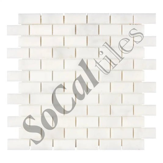 Afyon White Marble 1’’ X 2’’ Brick Mosaic Polished Wall Tile