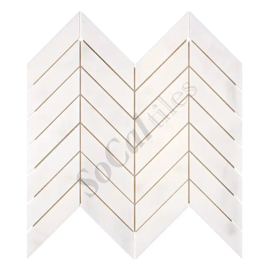 Afyon White Marble 1’’ X 4’’ Chevron Mosaic Polished Backsplash Tile